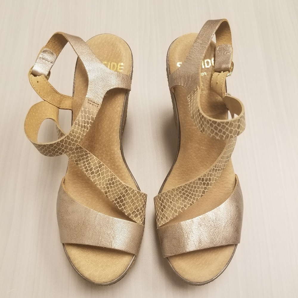 Seaside Gold Wedge Sandals Heels